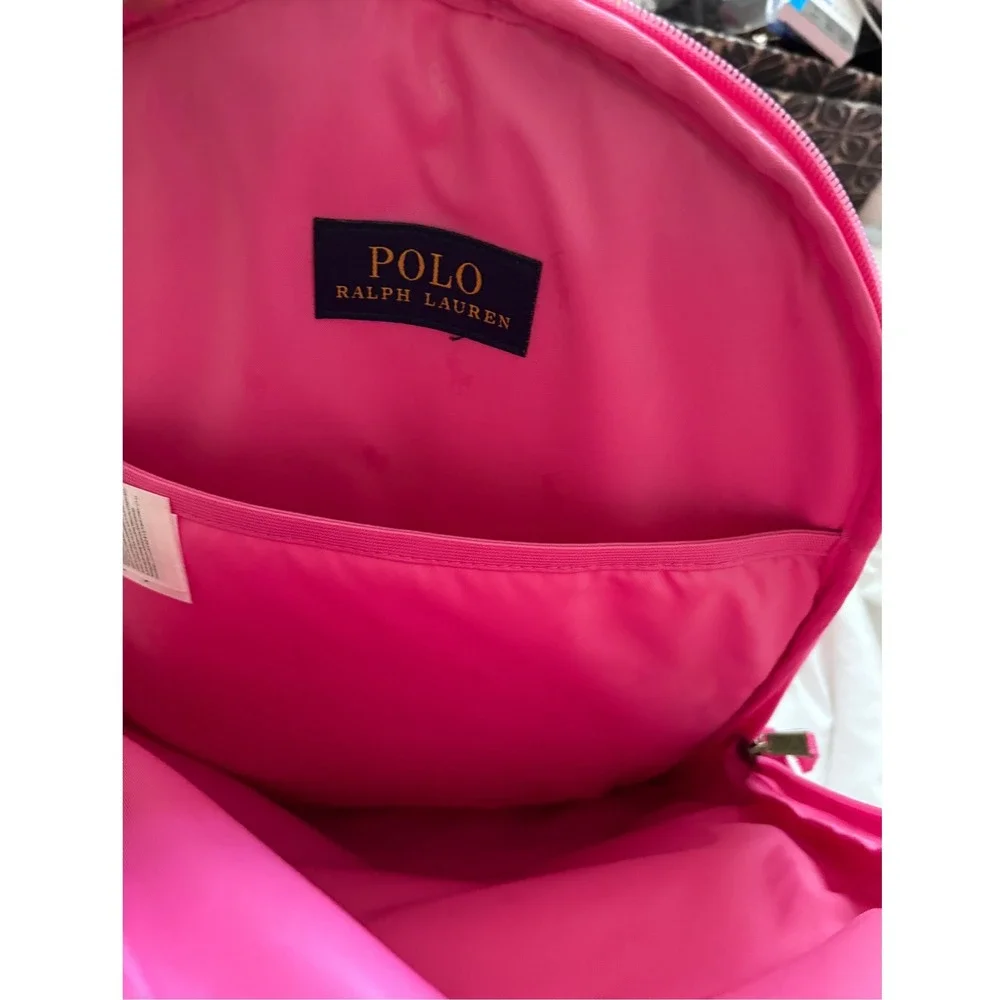 Polo Ralph Lauren Pink Polo Bear Canvas Backpack Kids School Bag